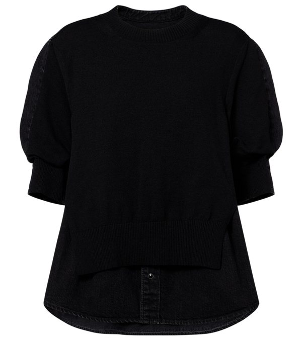 Sacai Layered cotton-blend sweater