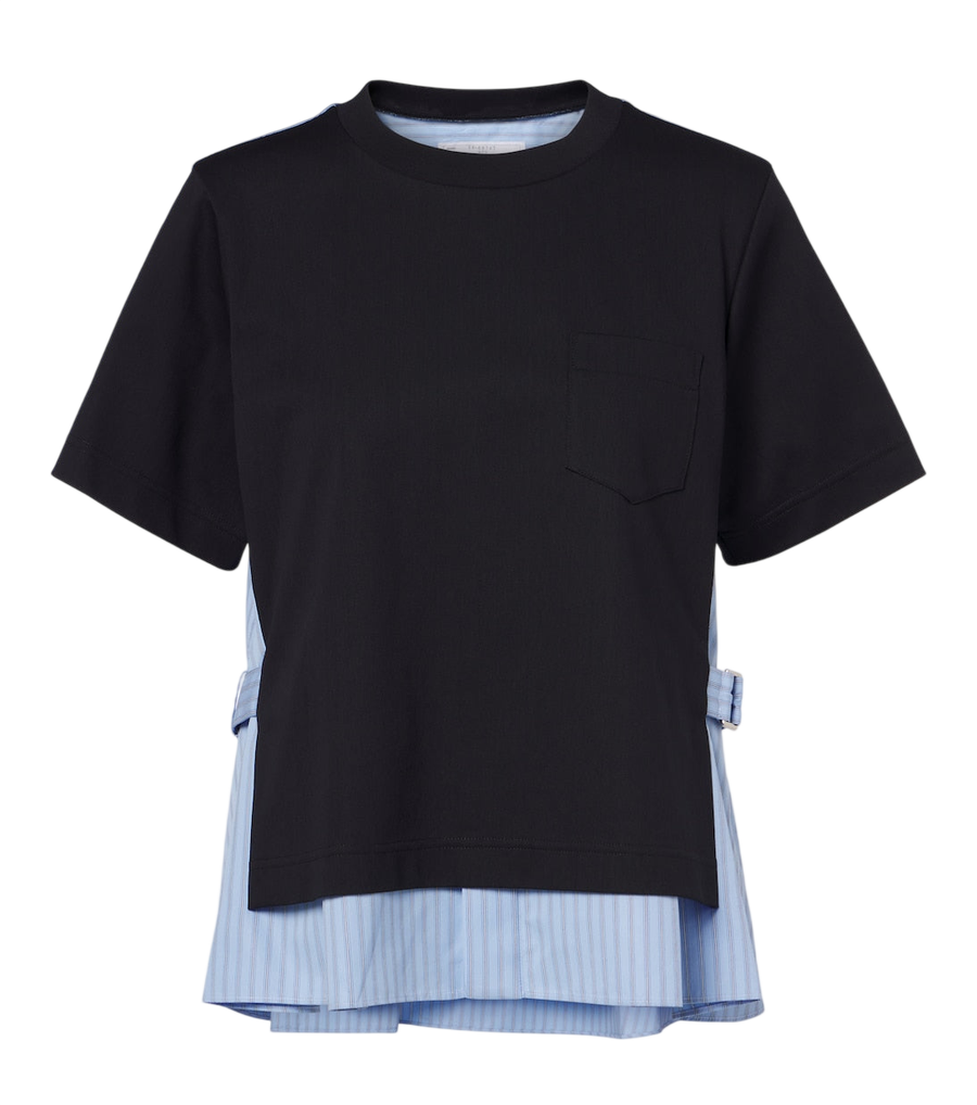 Top de punto de algodón y popelina con capas de Sacai