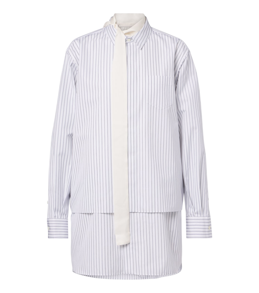 Camisa Sacai de popelina de mezcla de algodón a rayas superpuesta
