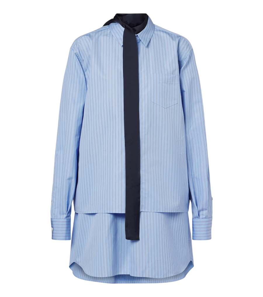 Chemise superposée en popeline de coton mélangé à rayures Sacai