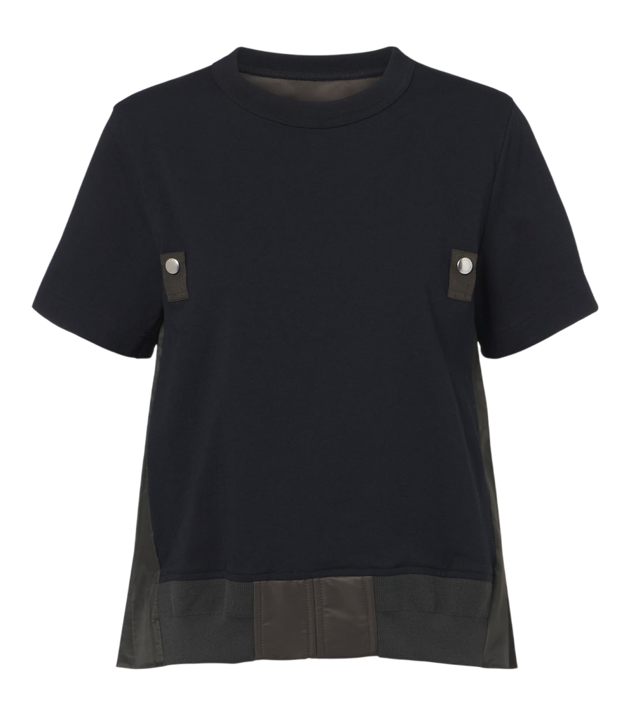 Camiseta de punto de algodón con paneles plisados de Sacai