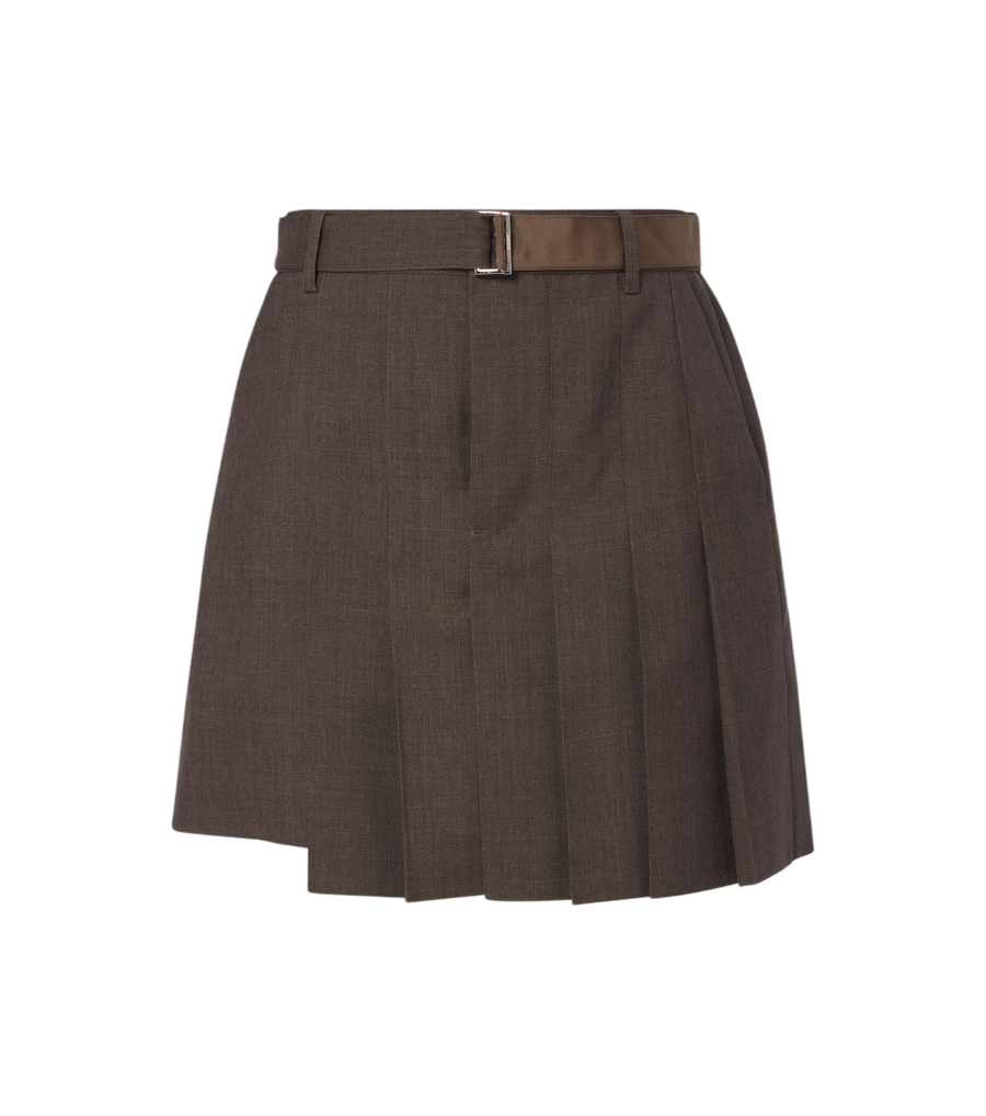 Sacai Pleated asymmetric wool skort