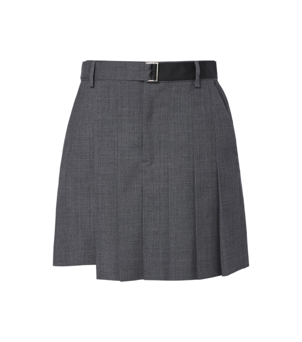 Jupe-culotte asymétrique plissée en laine Sacai