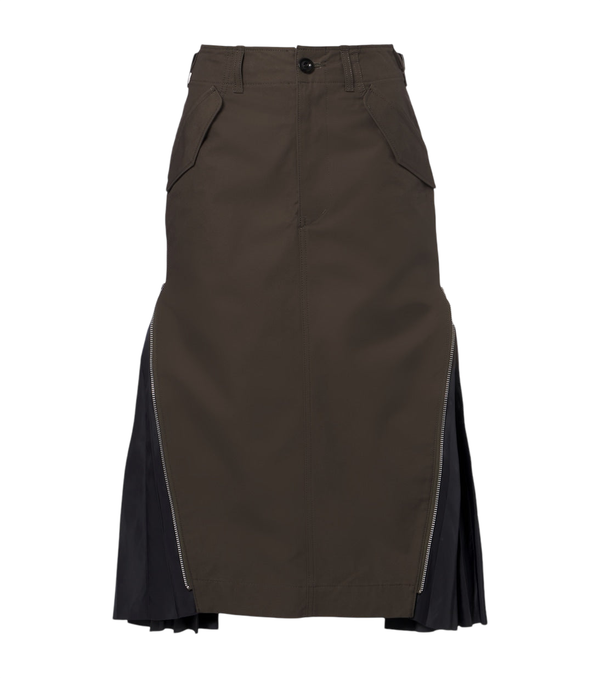 Sacai Gonna midi plissettata in cotone