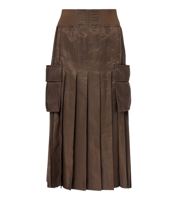 Sacai Gonna midi plissettata in twill