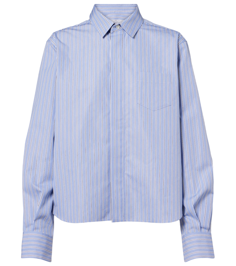 Camisa de popelina de mezcla de algodón a rayas de Sacai