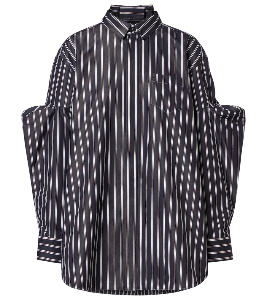 Chemise oversize rayée en mélange de coton Sacai