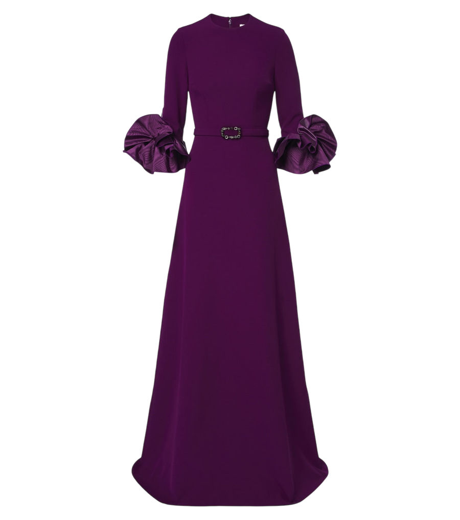 Safiyaa Belen crêpe belted gown