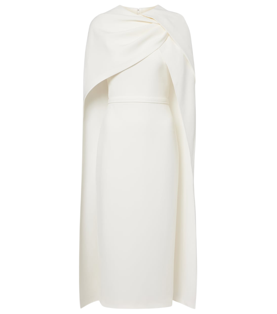 Safiyaa Bridal Oria caped crêpe midi dress
