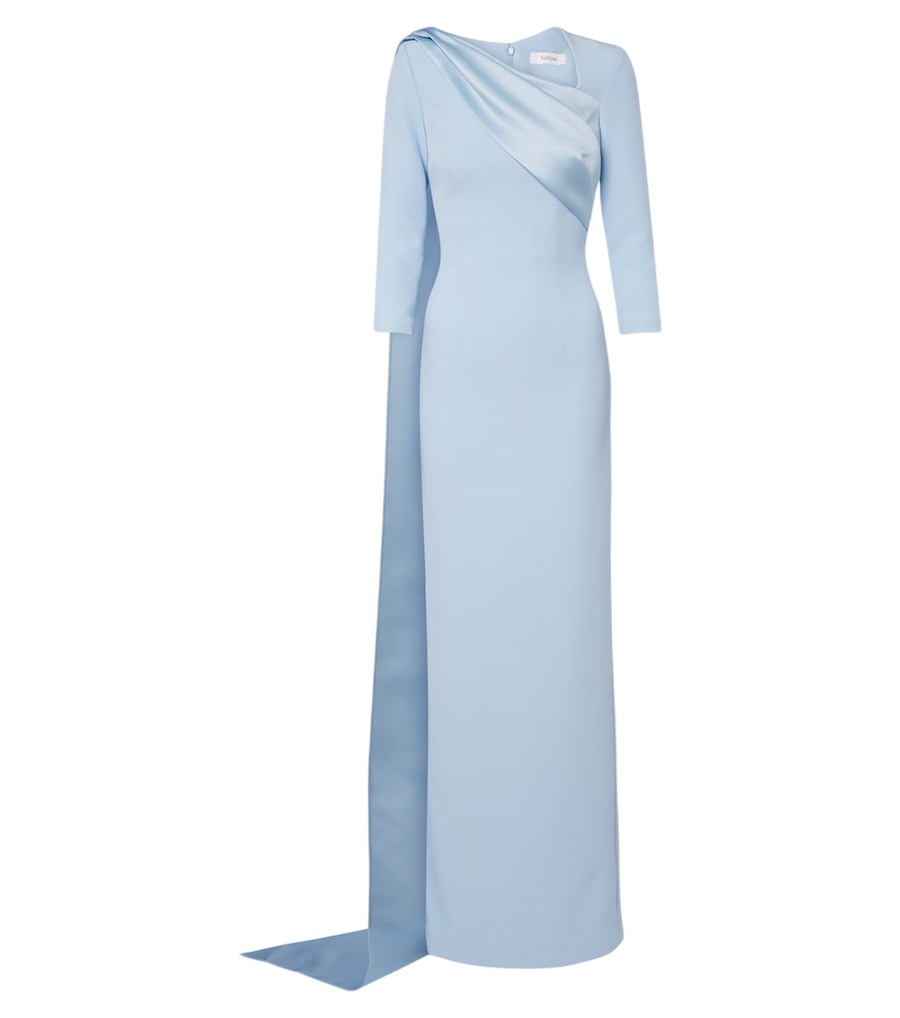 Vestido de capa en crepé y satén de Safiyaa