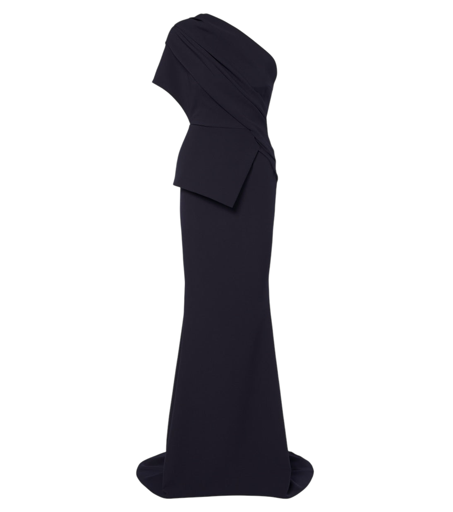 Safiyaa Elyna asymmetric crêpe gown