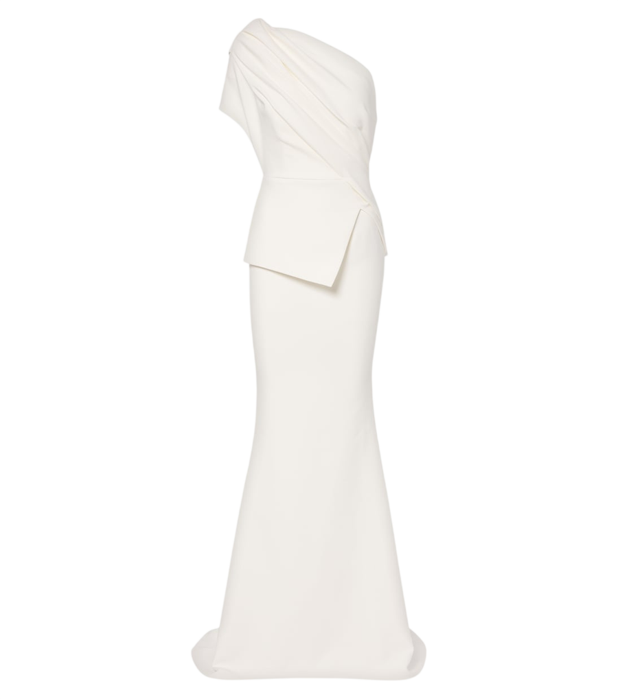 Safiyaa Elyna asymmetric crêpe gown
