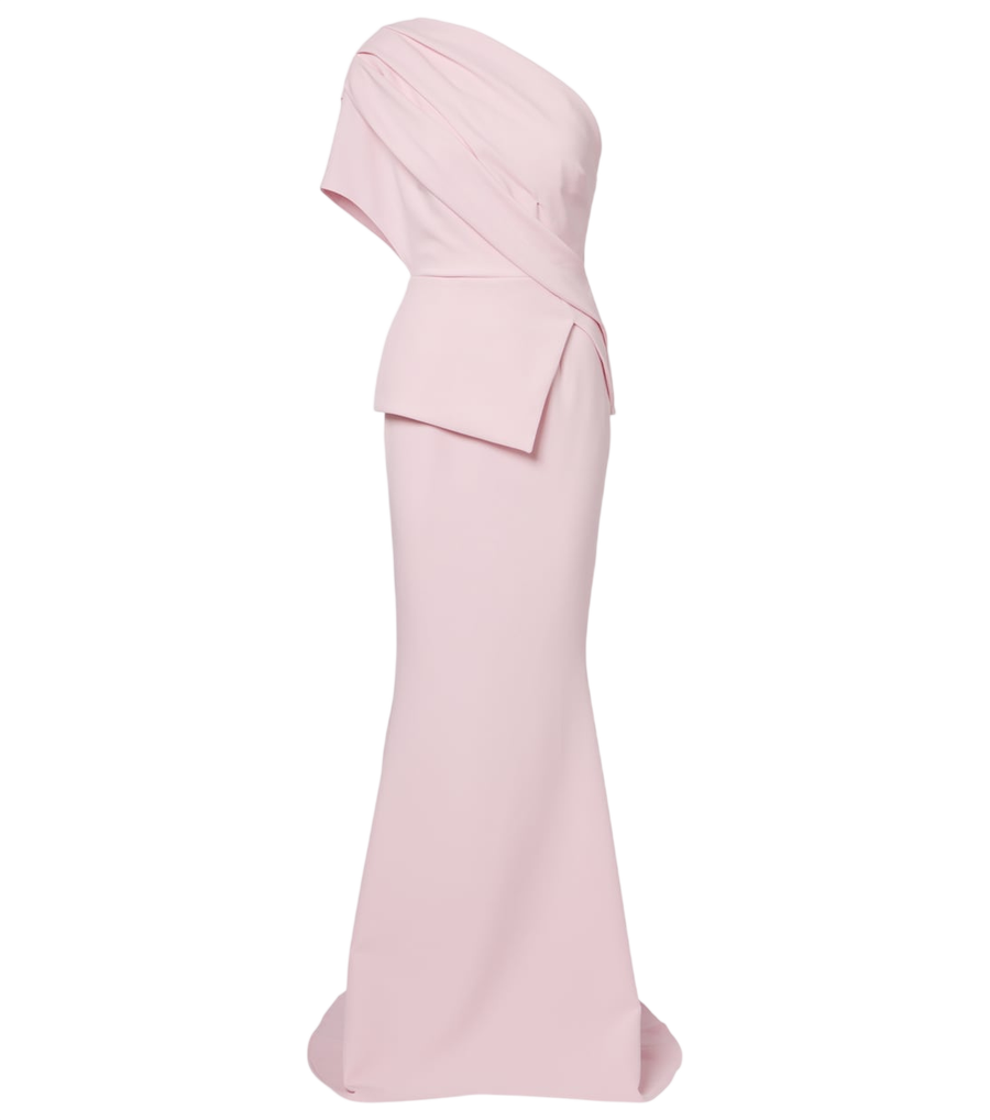 Safiyaa Elyna draped one-shoulder crêpe gown