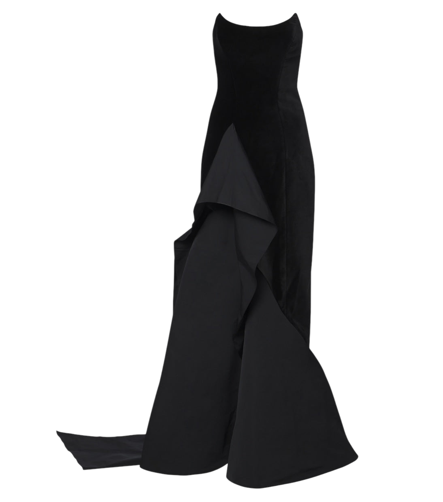 Vestido estilo corsé de terciopelo y falla Fianne de Safiyaa