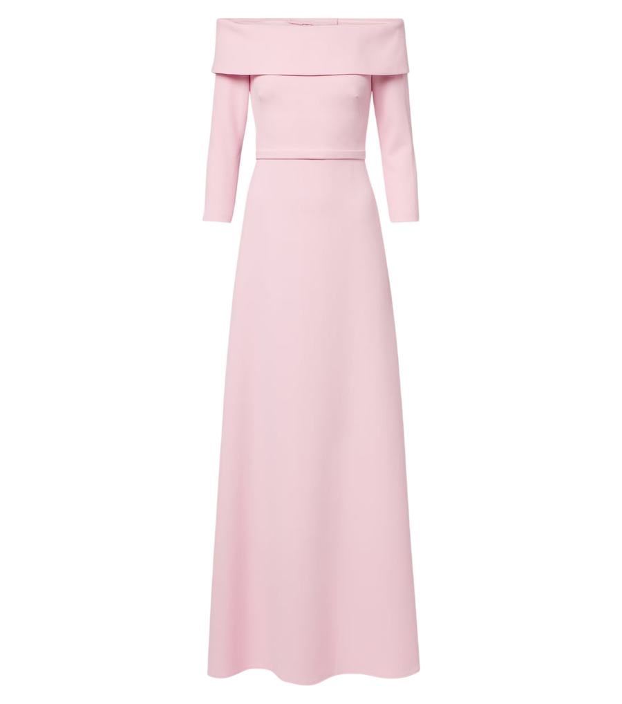 Robe de soirée longue en crêpe à épaules dénudées Safiyaa Lunelle