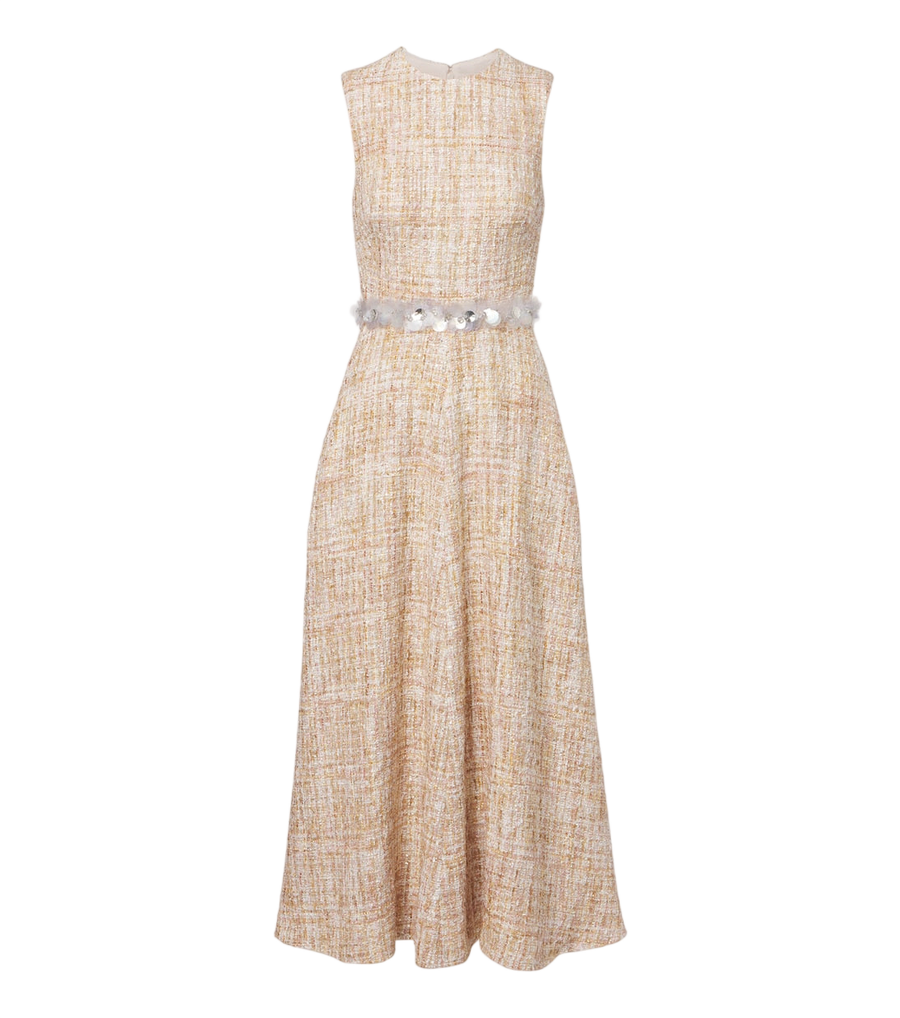Safiyaa Maisie embellished tweed midi dress