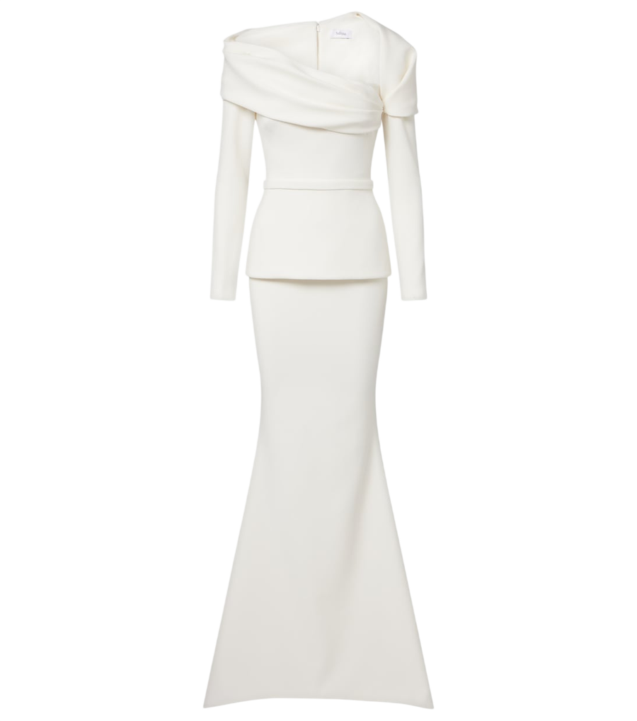 Vestido largo drapeado de crepé Millie de Safiyaa
