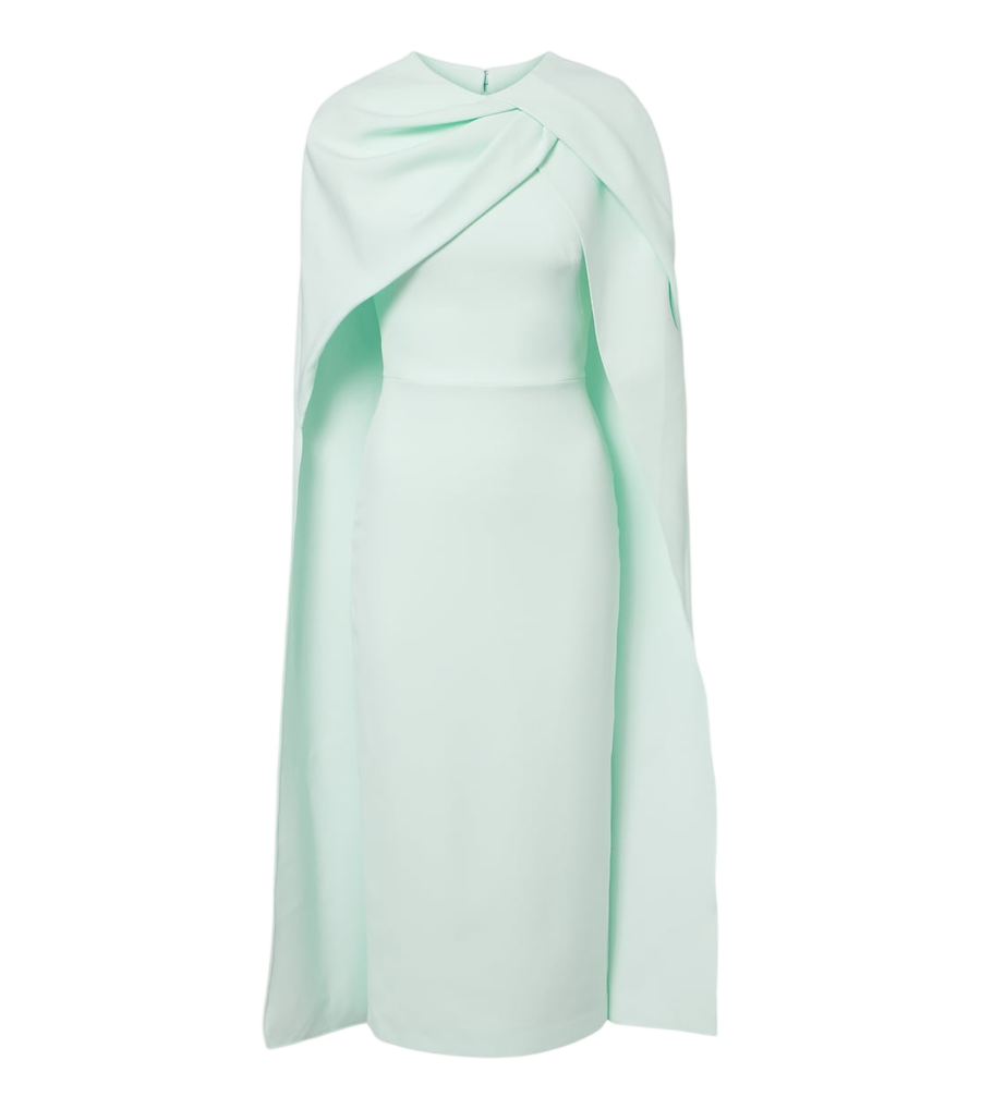 Vestido midi de crepé con capa Oria de Safiyaa
