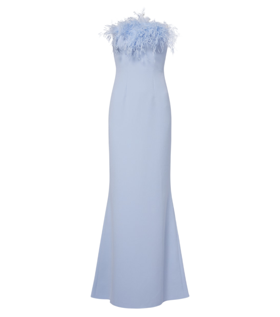 Robe en crêpe Safiyaa Soshin bordée de plumes