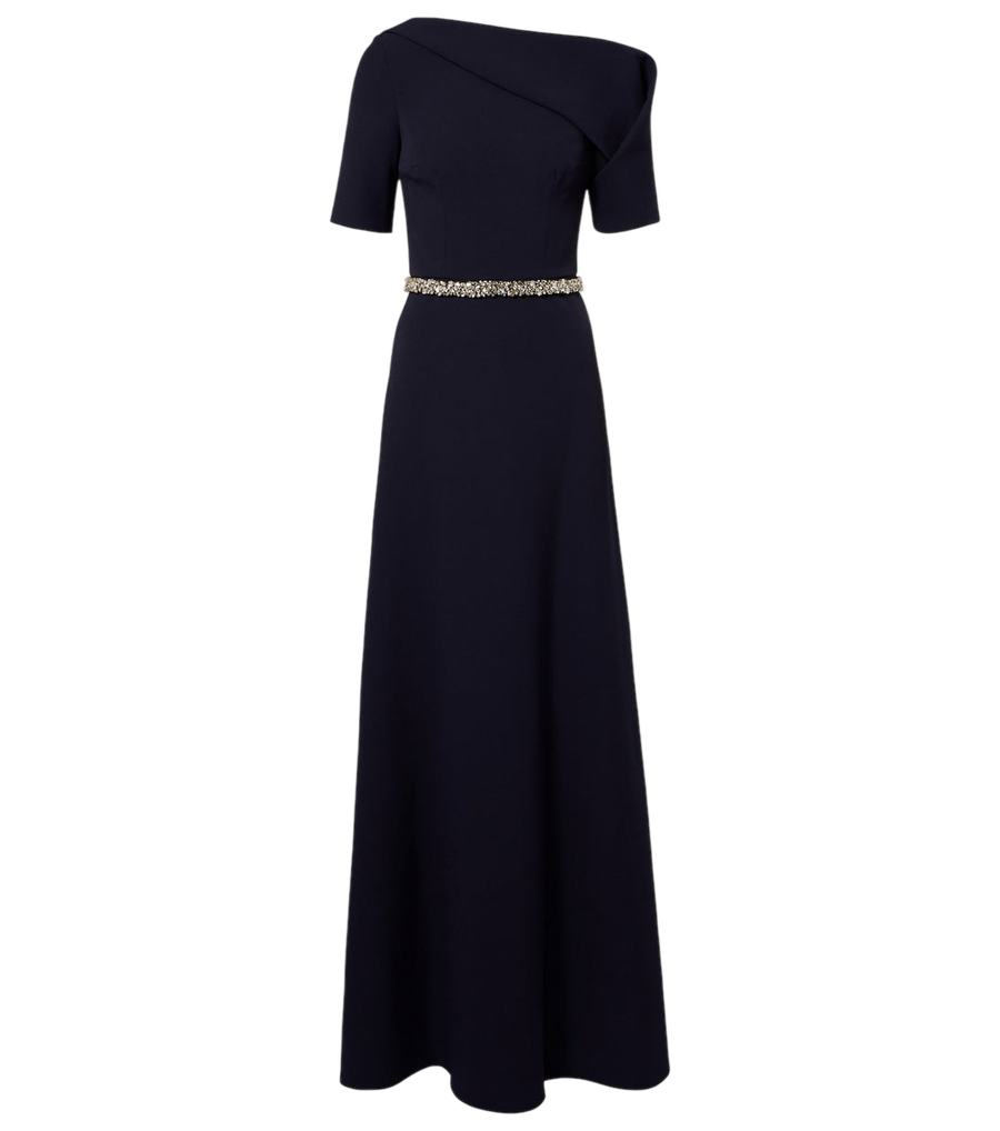 Robe longue drapée en crêpe ornée Safiyaa Stephanie