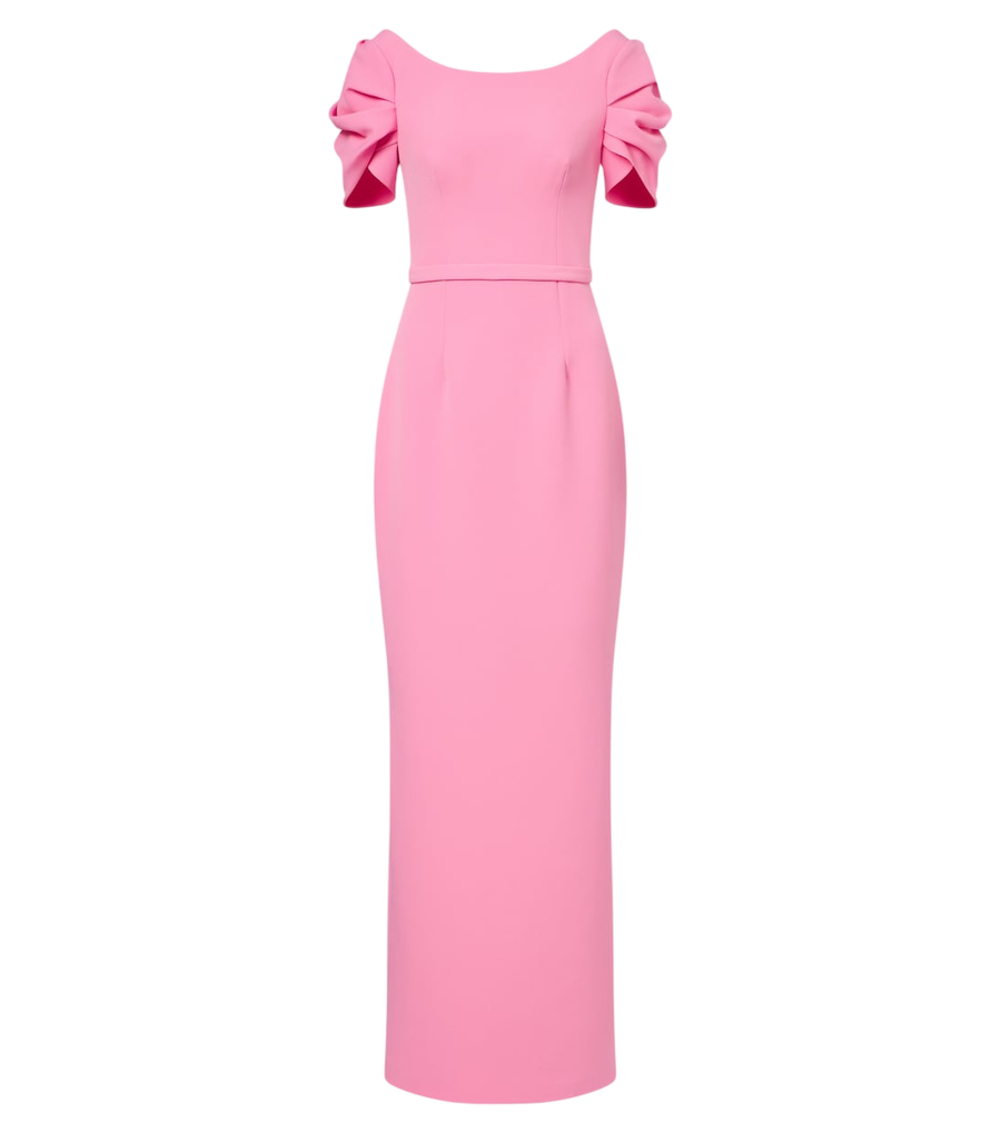 Robe longue drapée en crêpe ceinturée Safiyaa Vanina