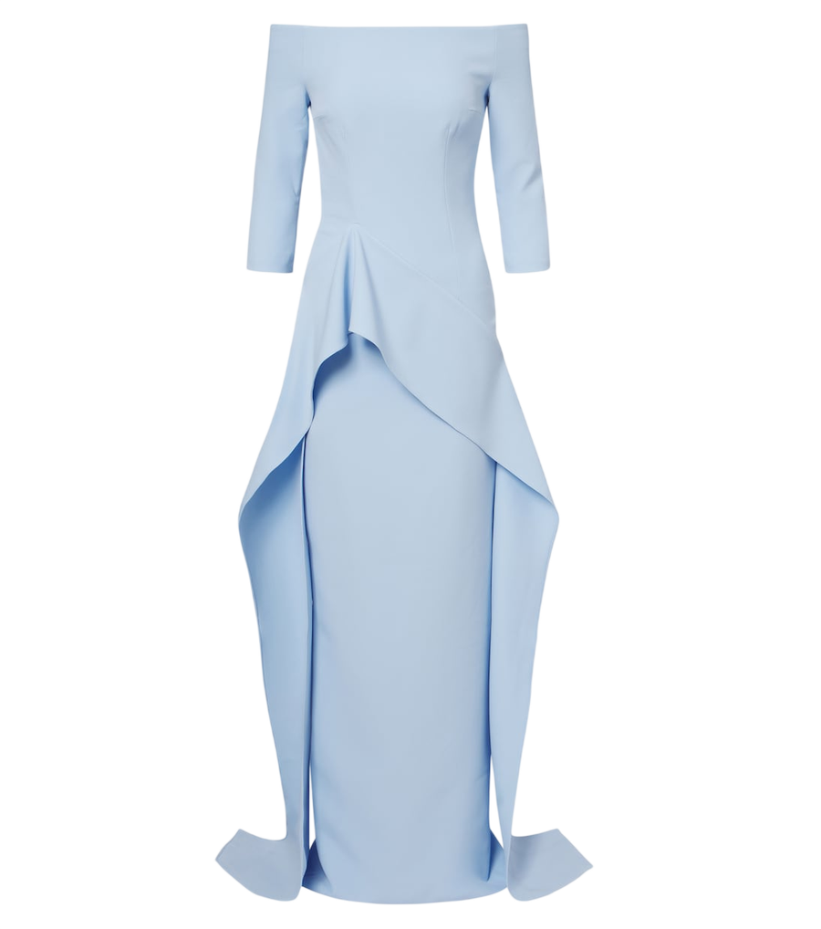 Vestido Safiyaa Zetta de crepé drapeado con hombros descubiertos