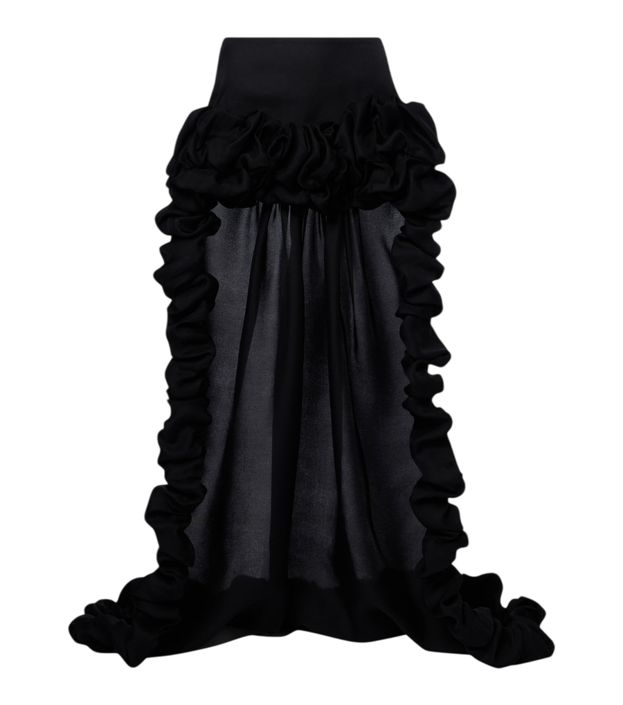 Saint Laurent Asymmetric ruffled silk gazar miniskirt