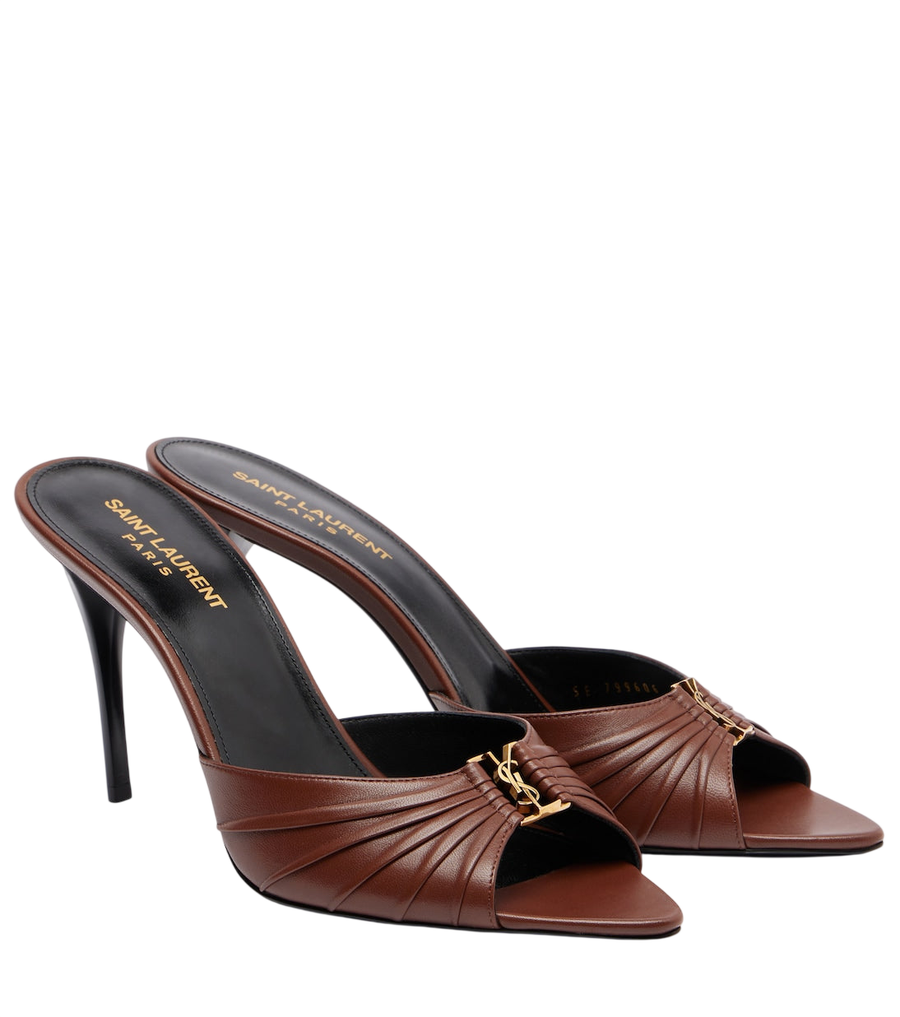 Saint Laurent Mules Babylone Cassandre 90 in pelle