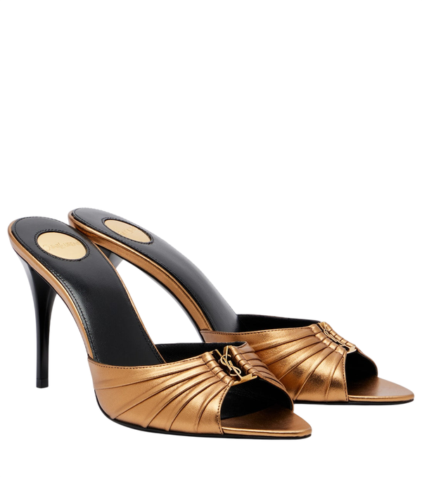 Saint Laurent Babylone metallic leather mules