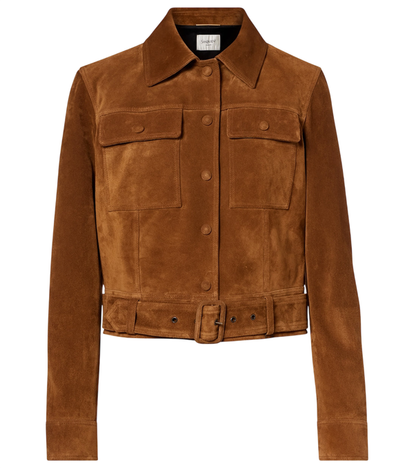Saint Laurent Belted cropped suede jacket