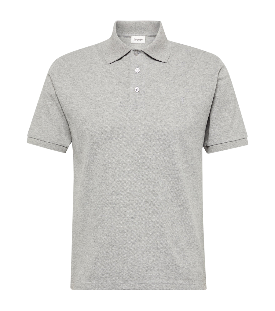 Saint Laurent Cassandre cotton-blend piqué T-shirt