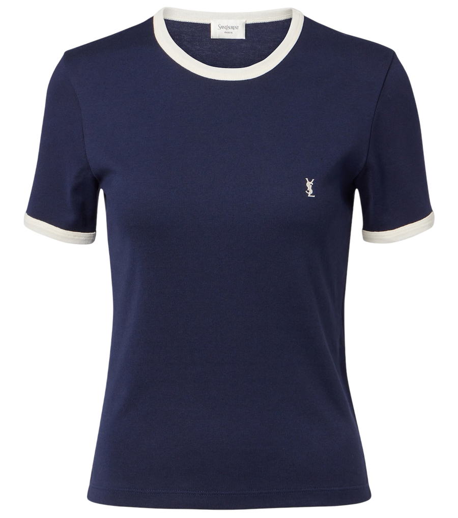 Camiseta de punto de algodón Cassandre de Saint Laurent