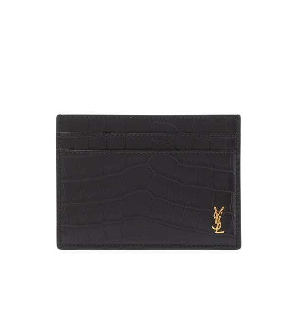 Saint Laurent Cassandre croc-effect leather card holder