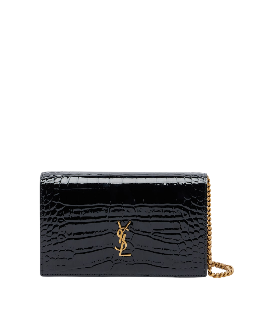Saint Laurent Portafoglio con catena in pelle effetto coccodrillo Cassandre
