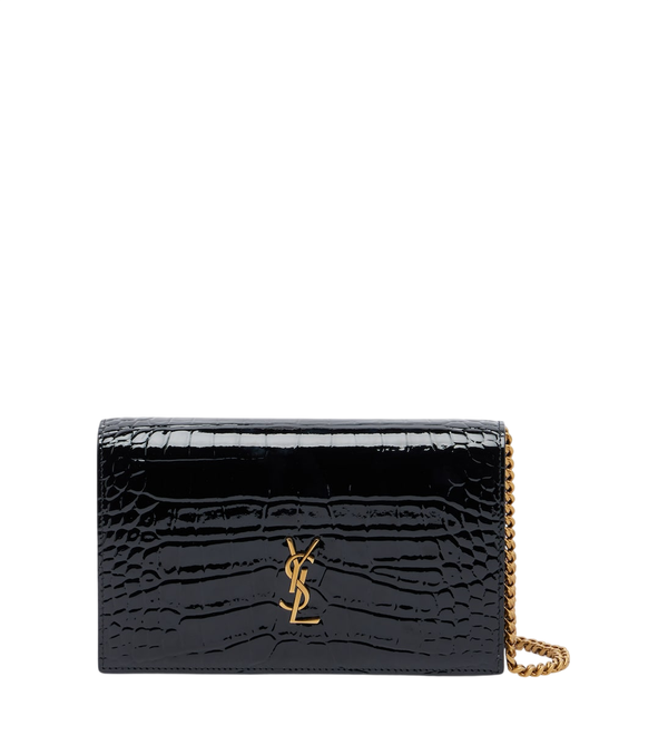 Saint Laurent Portafoglio con catena in pelle effetto coccodrillo Cassandre