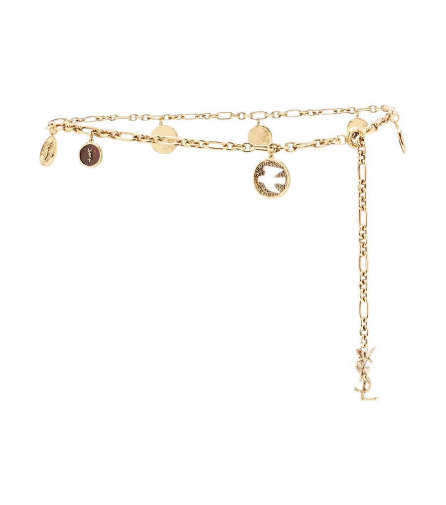 Saint Laurent Cassandre Embellished Chain Belt