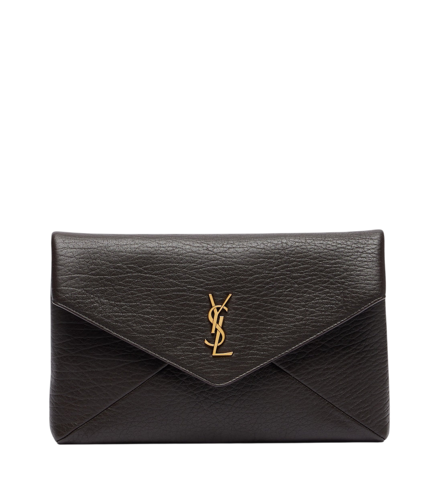 Saint Laurent Clutch grande de couro Cassandre