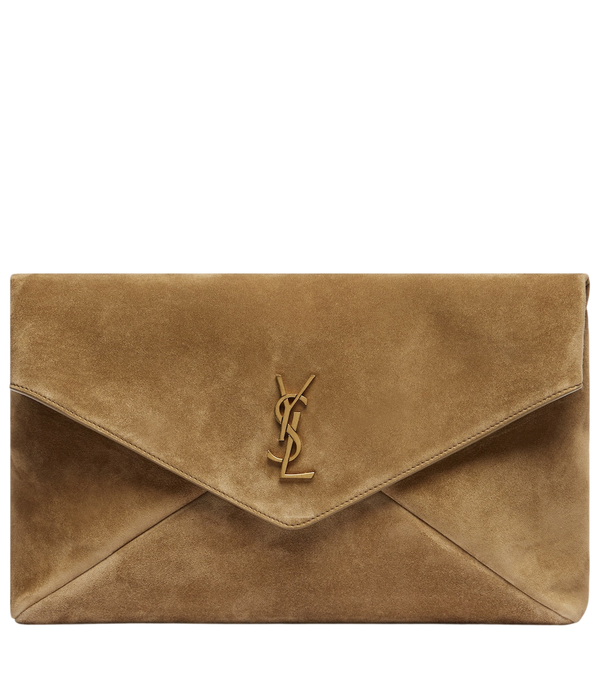 Cartera de mano grande de ante Cassandre de Saint Laurent
