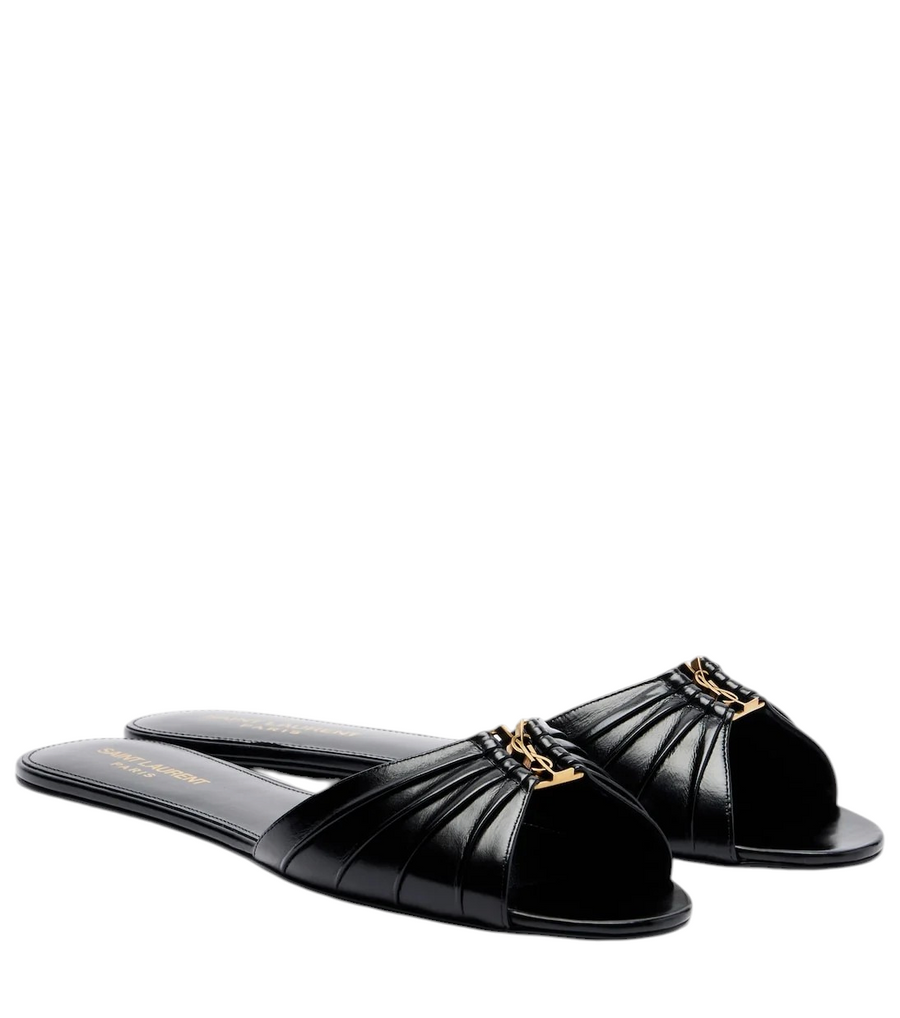 Saint Laurent Cassandre leather slides