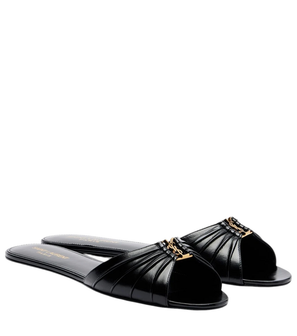 Saint Laurent Cassandre leather slides