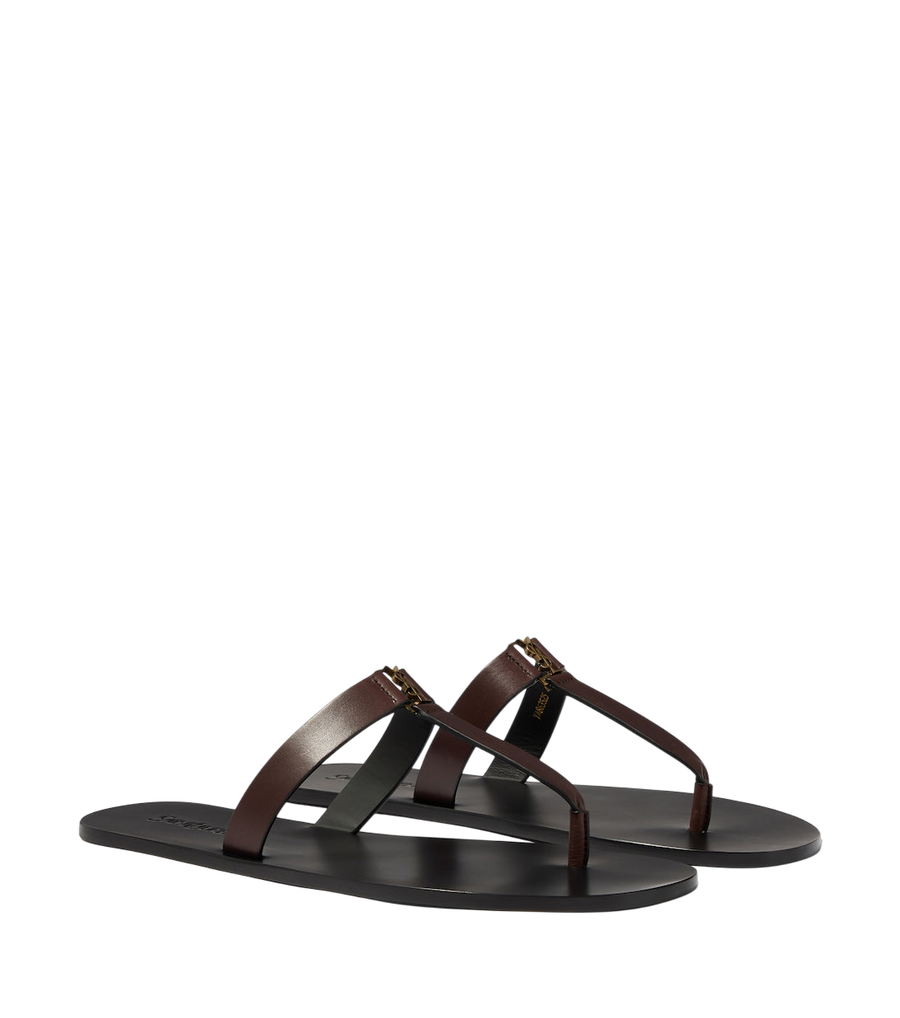 Saint Laurent Cassandre leather thong sandals