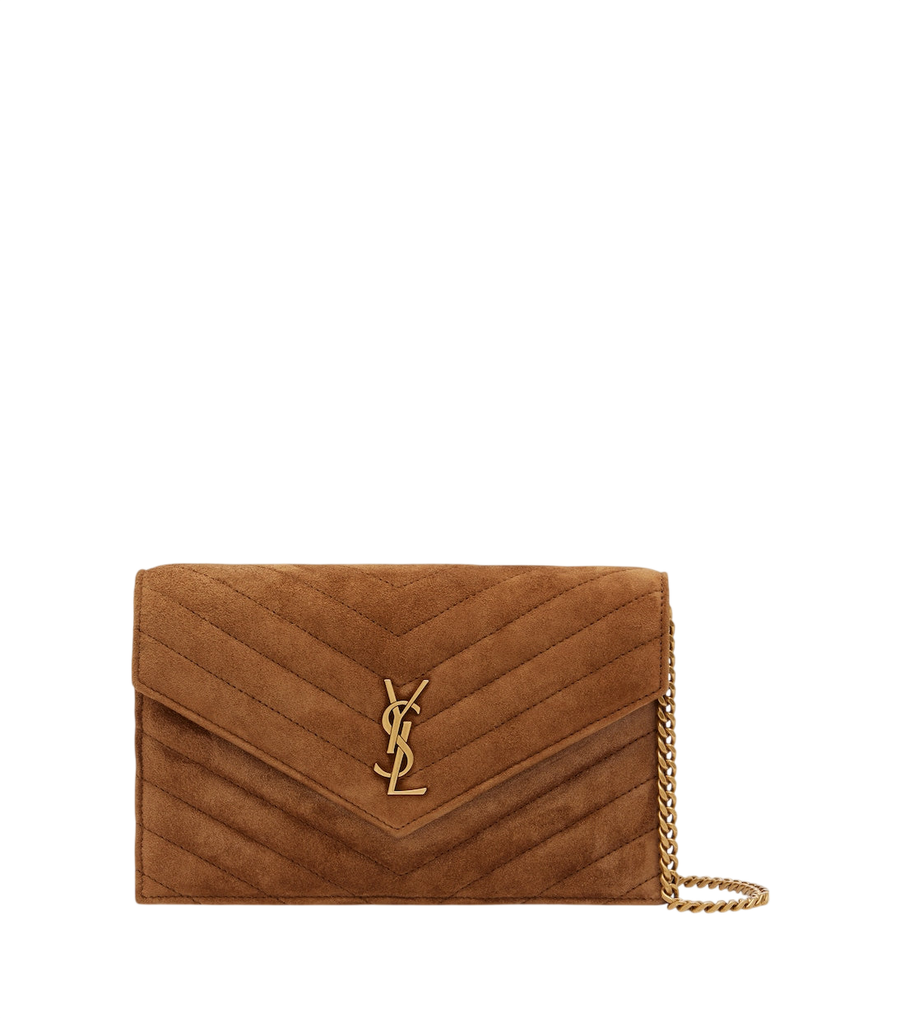 Saint Laurent Cassandre Mini suede wallet on chain