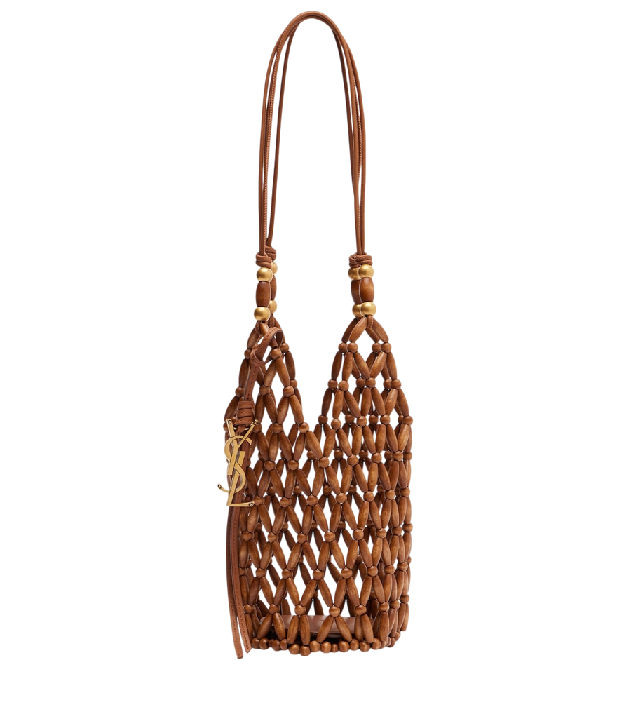 Saint Laurent Cassandre Mini wood bucket bag