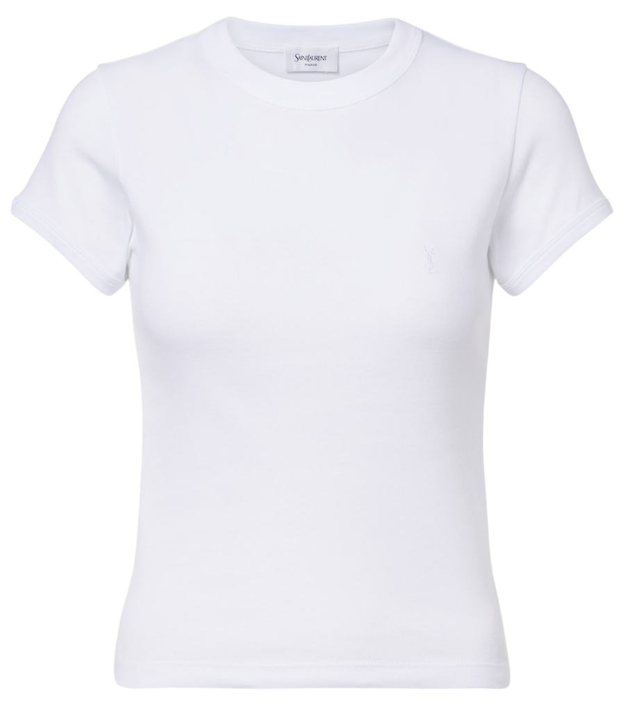Camiseta Saint Laurent Cassandre de punto acanalado en algodón jersey