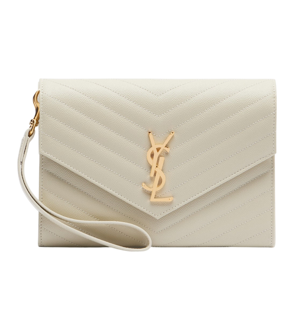 Saint Laurent Clutch pequena em couro acolchoado Cassandre