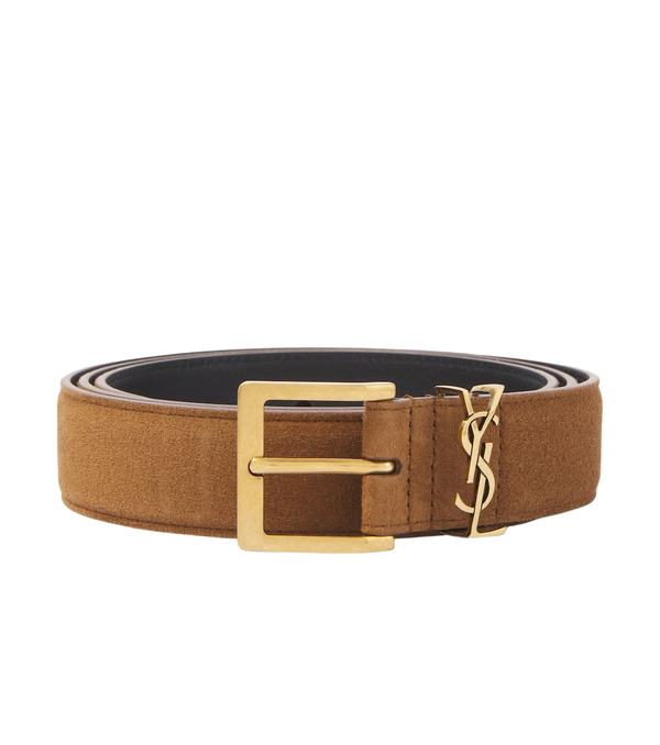 Saint Laurent Cintura Cassandre in camoscio