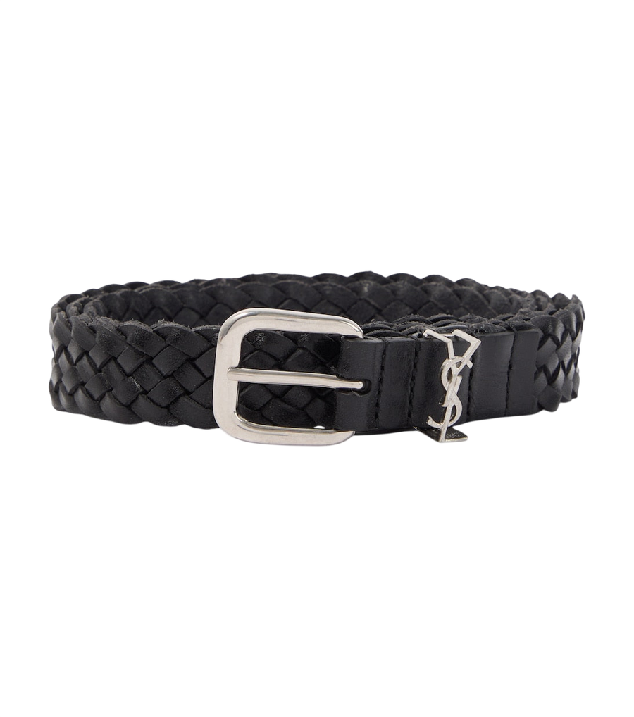 Saint Laurent Cassandre woven leather belt