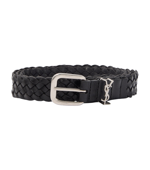 Saint Laurent Cintura in pelle intrecciata Cassandre