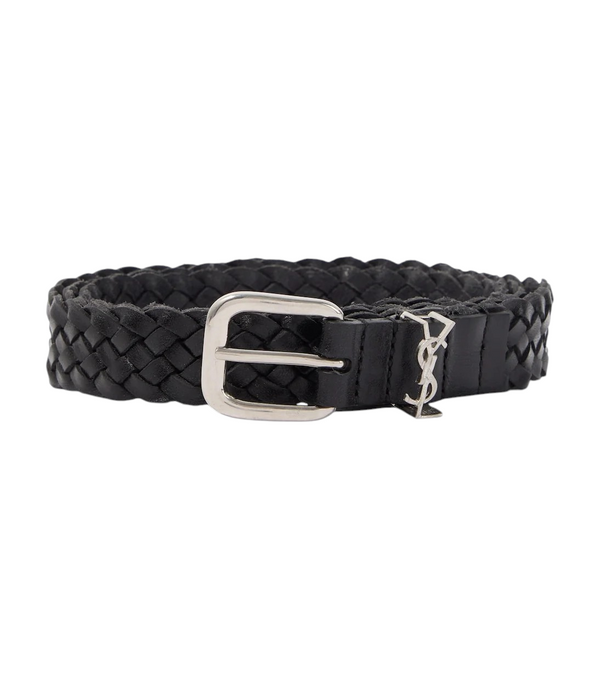 Saint Laurent Cassandre woven leather belt