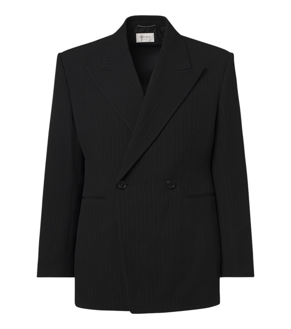 Saint Laurent Chalk stripe wool-blend grain de poudre blazer